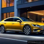 폭스바겐 아테온과 BMW 3시리즈 비교 - A sophisticated Volkswagen Arteon parked on a modern city street at dusk, showcasing its elegant and...
